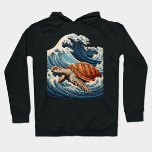 Japanese Kawaii Sea Turtle Great Wave Off Kanagawa Hoodie